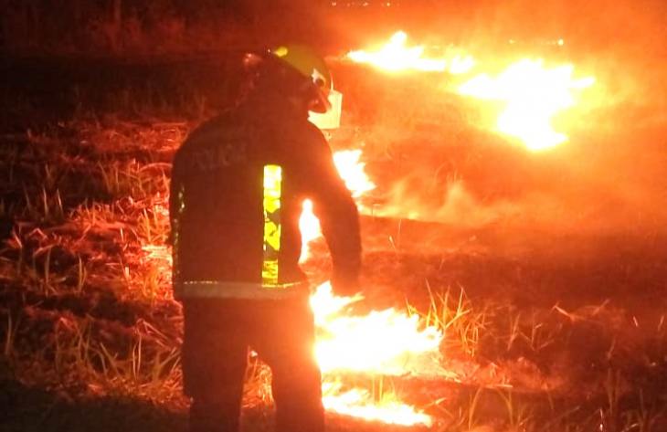 Bomberos de la Policía sofocaron una quema de cañaveral en Colombres